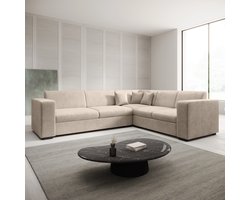 Meubella - Hoekbank Santana - Beige - Velvet - Rechts