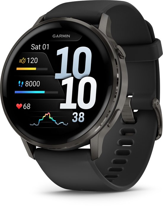 Garmin Venu 4 - Multisport smartwach - 45 mm - AMOLED - GPS - Tot 12 dagen batterijduur - Slate Grijs/Zwart