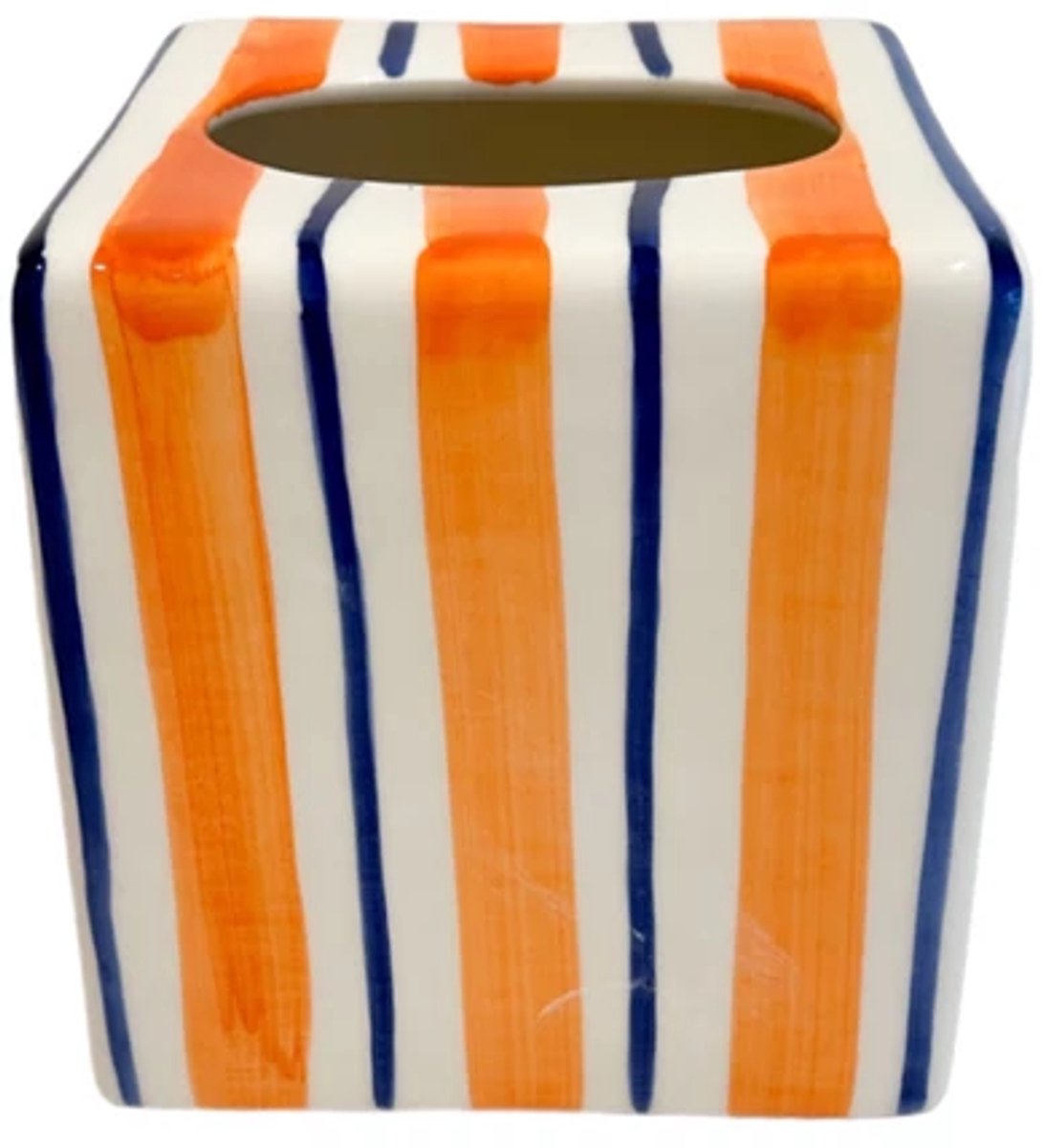 Val Pottery Marvelous tissue box 13.5x13.5cm H15cm oranje streep