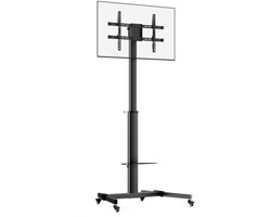 TV standaard extra hoog - TV statief - beurs standaard - verrijdbaar - scherm draaibaar kantelbaar portrait landscape - hoogte verstelbaar tot 200 cm