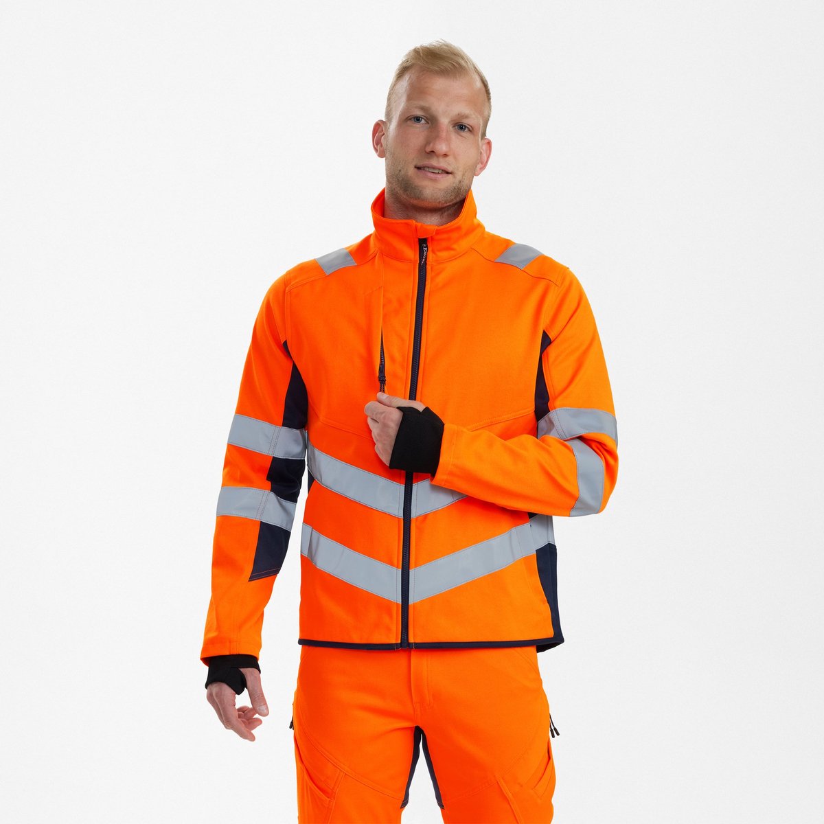 Engel Safety werkjack met 2-weg stretch 1544-314 - Hi-vis Orange / Blue Ink - 5XL