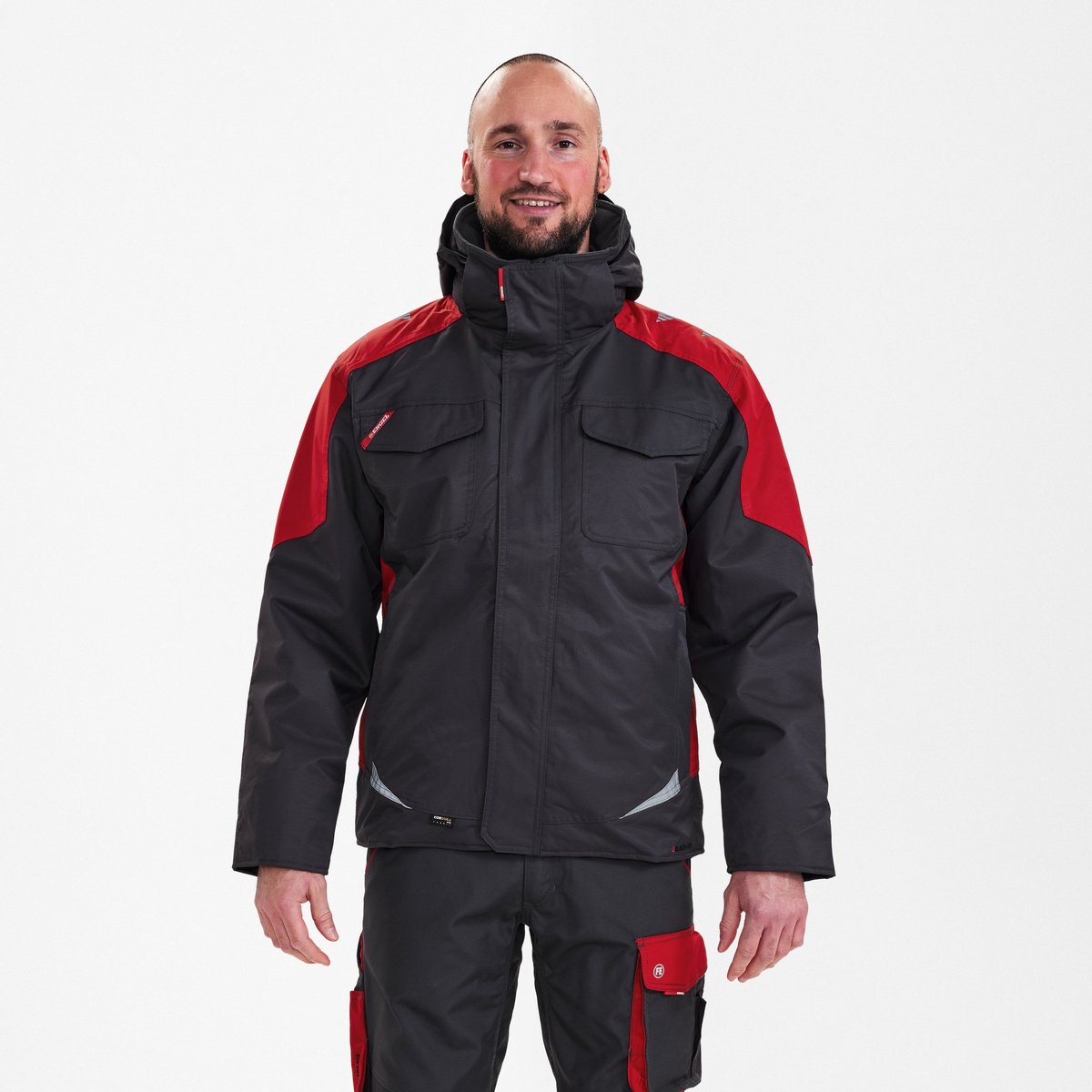Engel Galaxy winterjack 1410-354 - Anthracite Grey / Tomato Red - 6XL