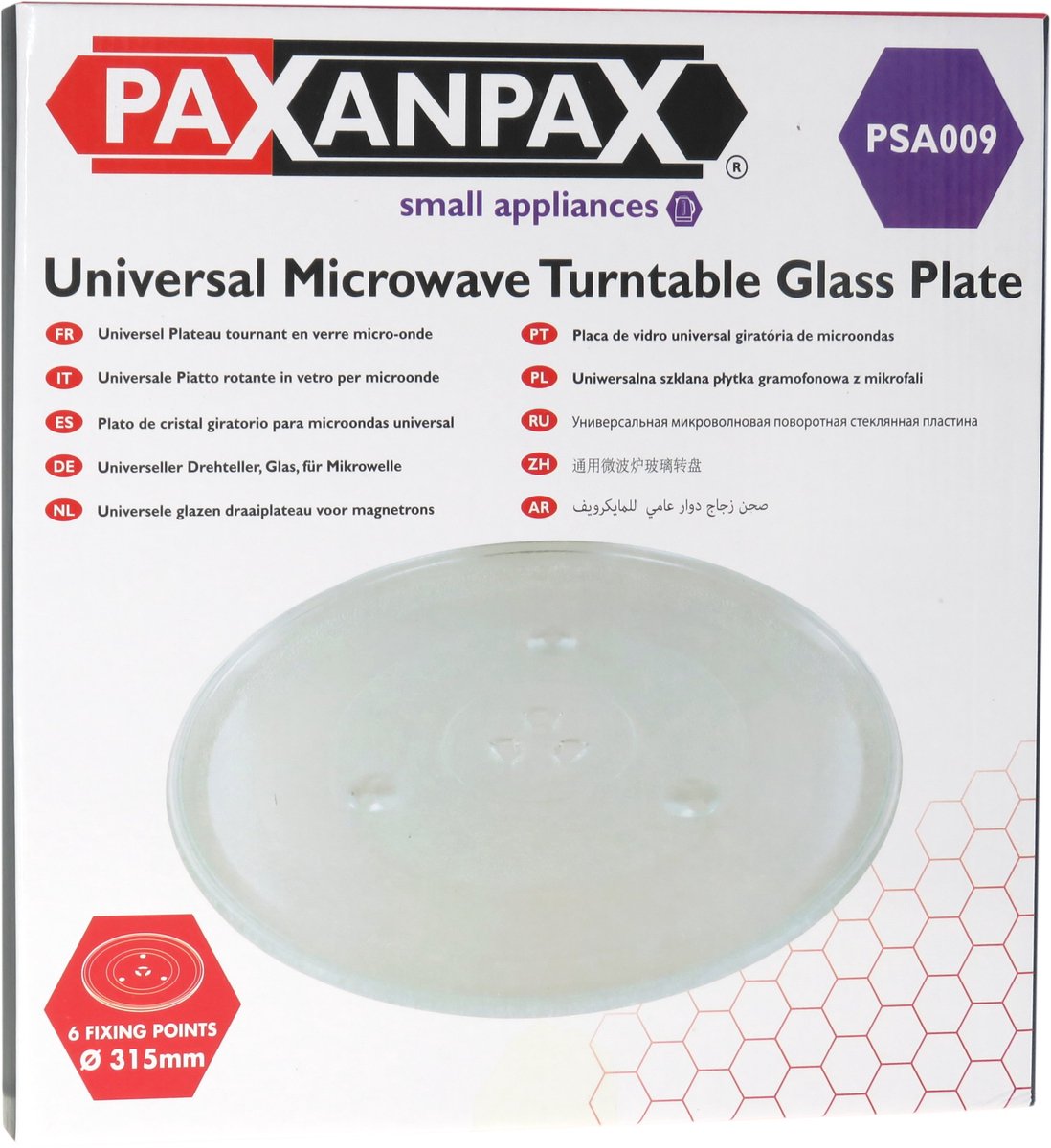 Paxanpax 31,5 cm glasplaat voor magnetron - draaiplateau - met 3 inkepingen