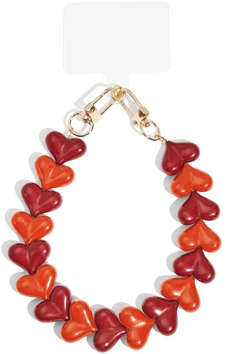 Dubbele hart telefoonkoord - rood - hartjes - telefoonkoord - telephone - love