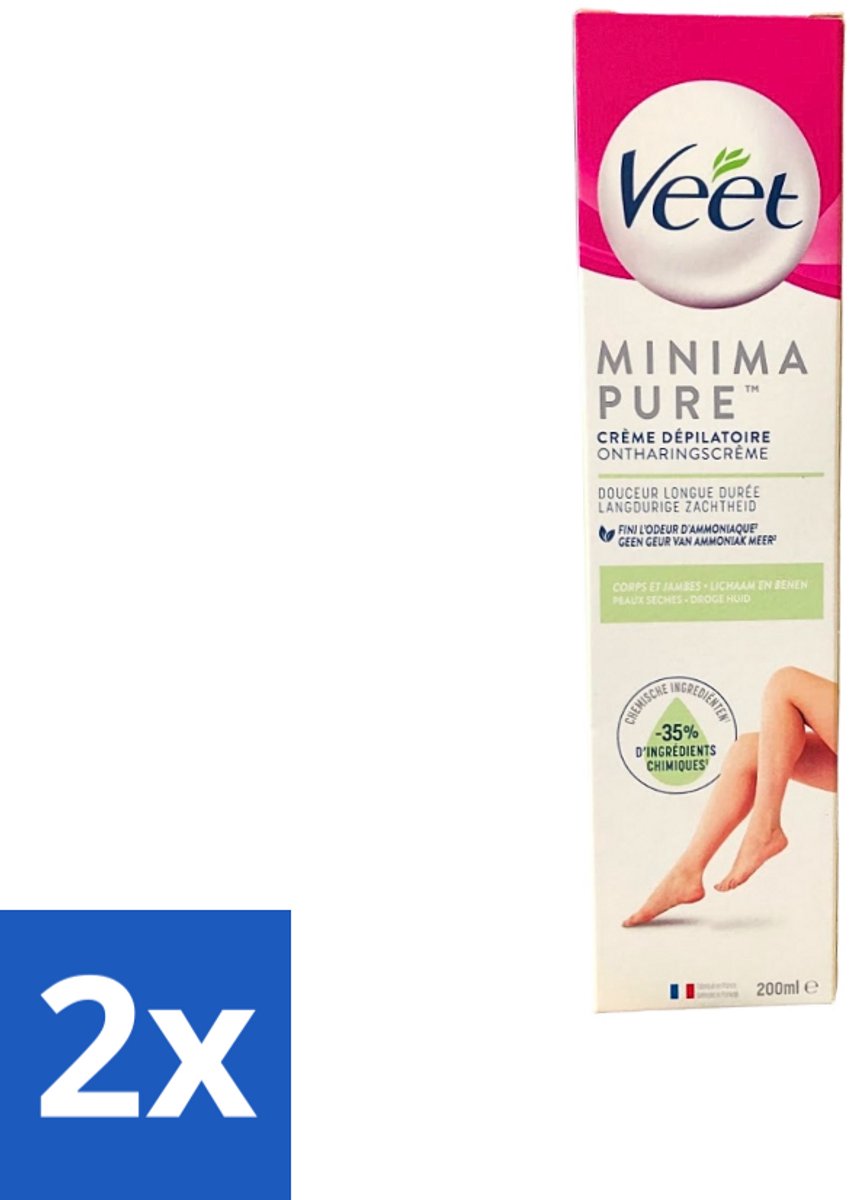 2 x Veet - Minima Ontharingscrème - Droge Huid - 200ml - Ontharingscrème - Droge Huid - Veet Minima - Ontharing - Gladde Huid