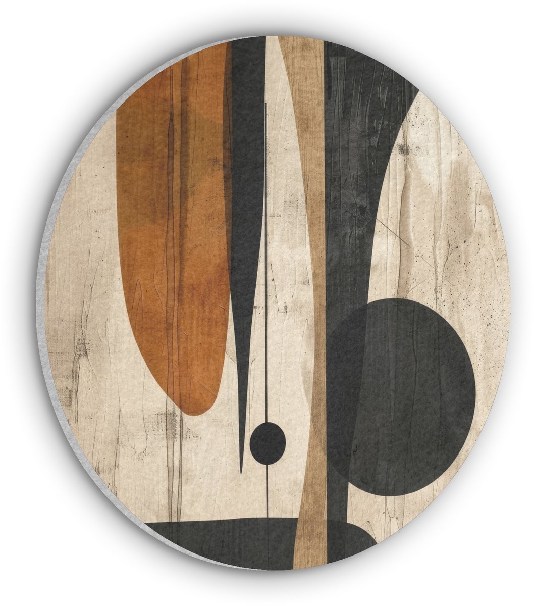 Akoestisch wandpaneel rond 60x60 cm - Vilt schilderij Abstract - Kunst - Vormen - Modern - Ronde akoestische panelen - Geluidsdempende wanddecoratie - Geluidsisolatie wandcirkel - Muurdecoratie geluidspanelen