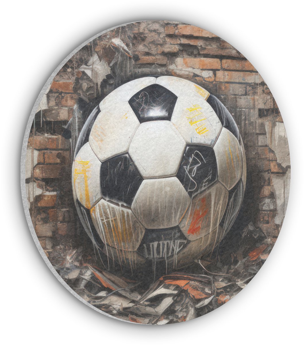 Akoestisch wandpaneel rond 90x90 cm - Vilt schilderij Voetbal - Muur - Zwart - Wit - Ronde akoestische panelen - Geluidsdempende wanddecoratie - Geluidsisolatie wandcirkel - Muurdecoratie geluidspanelen