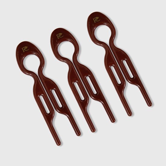 Lot de 3 épingles à cheveux marron chocolat PC