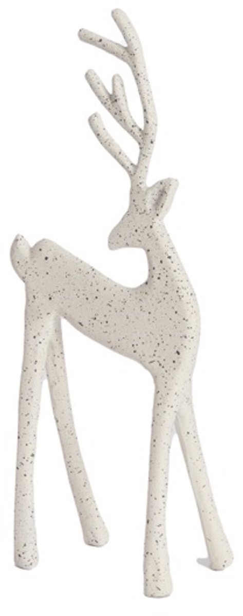 Ornament 10x6,5x25,5 cm DEER wit+grijs
