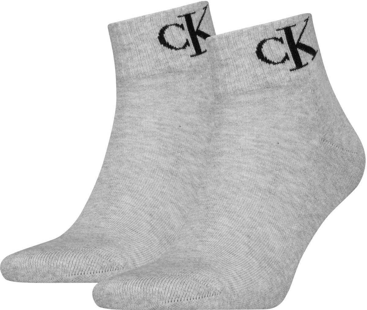Calvin Klein Jeans Heren Quartersokken 2-Pack Monogram Grijs