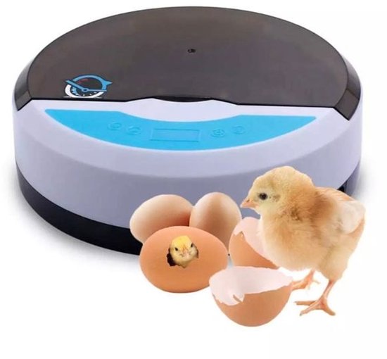 Broedmachine Blauw Draagbaar met Automatische Draaier voor Het Uitbroeden van Gevogelte Geschikt voor Kippen Ganzen Eenden Kwartel Plus Digitaal Display Compact Ontwerp 6 Eieren
