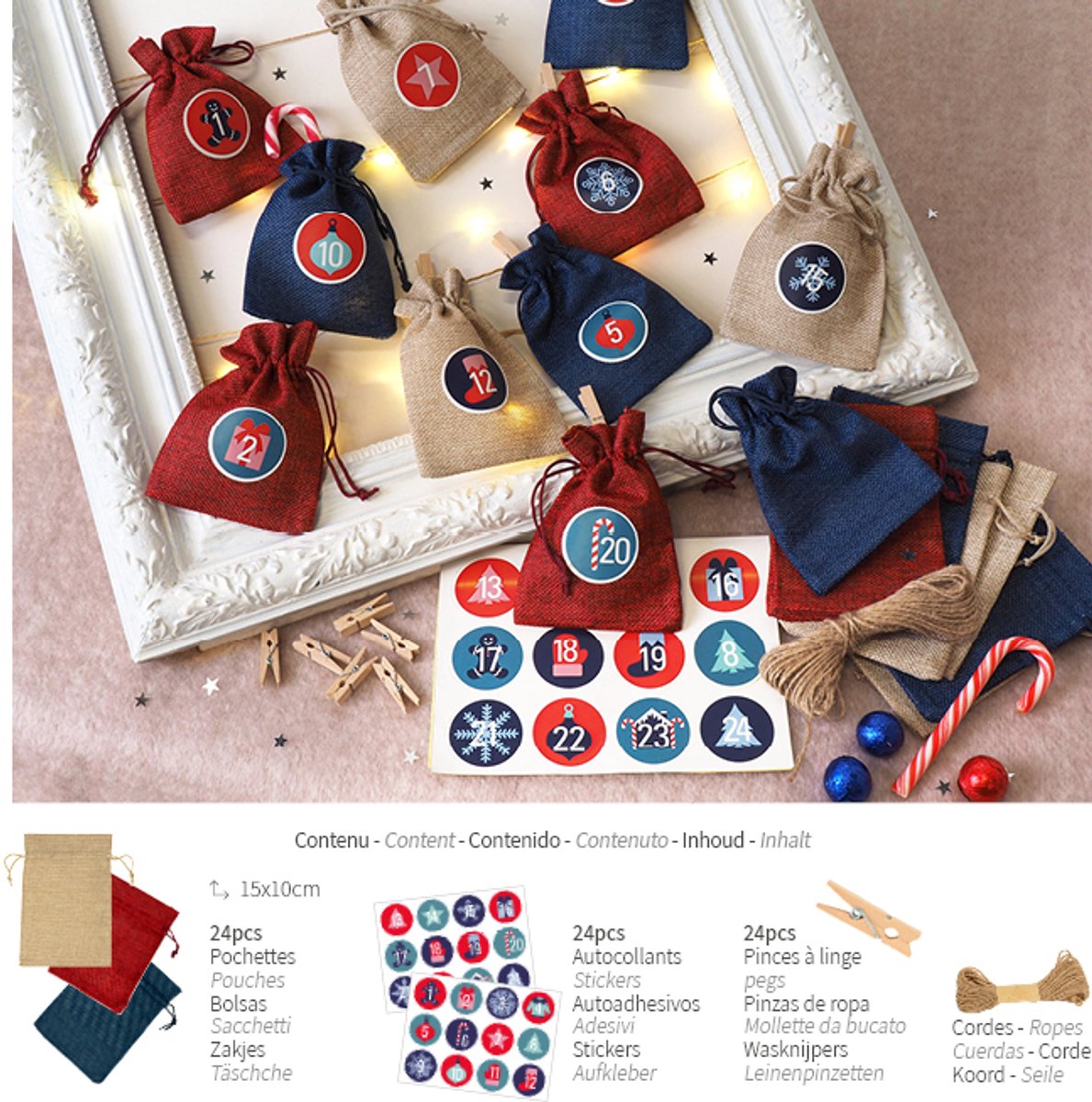 Adventskalender jute kit - Artemio