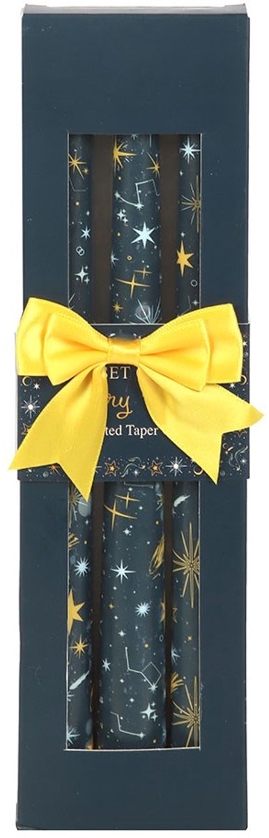 Something Different - Set of 3 Starry Night Taper Kaars - Blauw