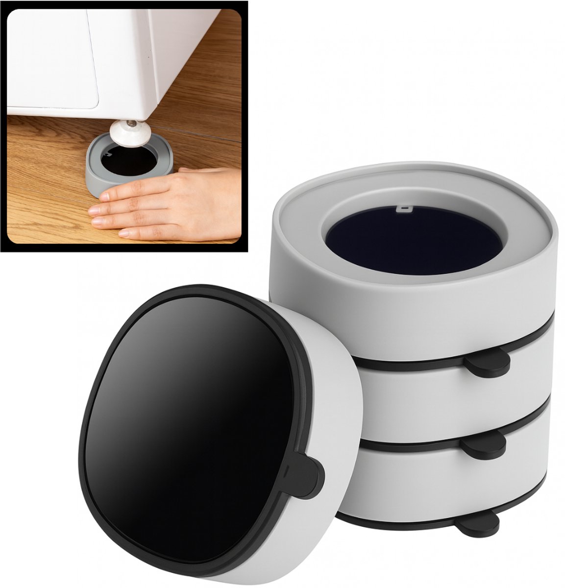 Trillingsdempers Wasmachine met Gel – Set van 4 stuks – Grijs - Anti-Trillingsvoeten – Geluidsreductie & Anti-Slip – Universeel – Beschermt Vloer & Apparaat