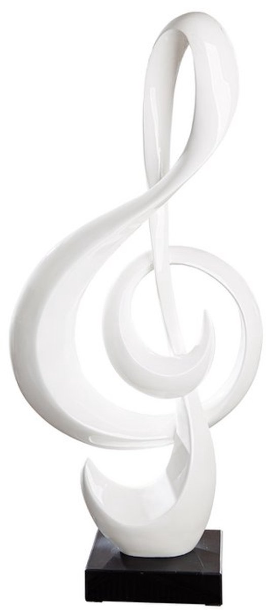 Decoratie beeld sculptuur Muzieksleutel wit H 83 cm Kunsthars, Marmer