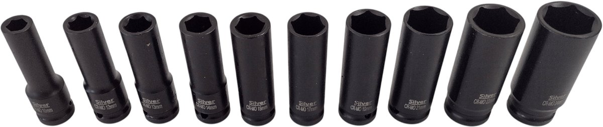 Silver - Lange Doppen Set - Udarowy - 10 Stuks - Cr-Mo Staal