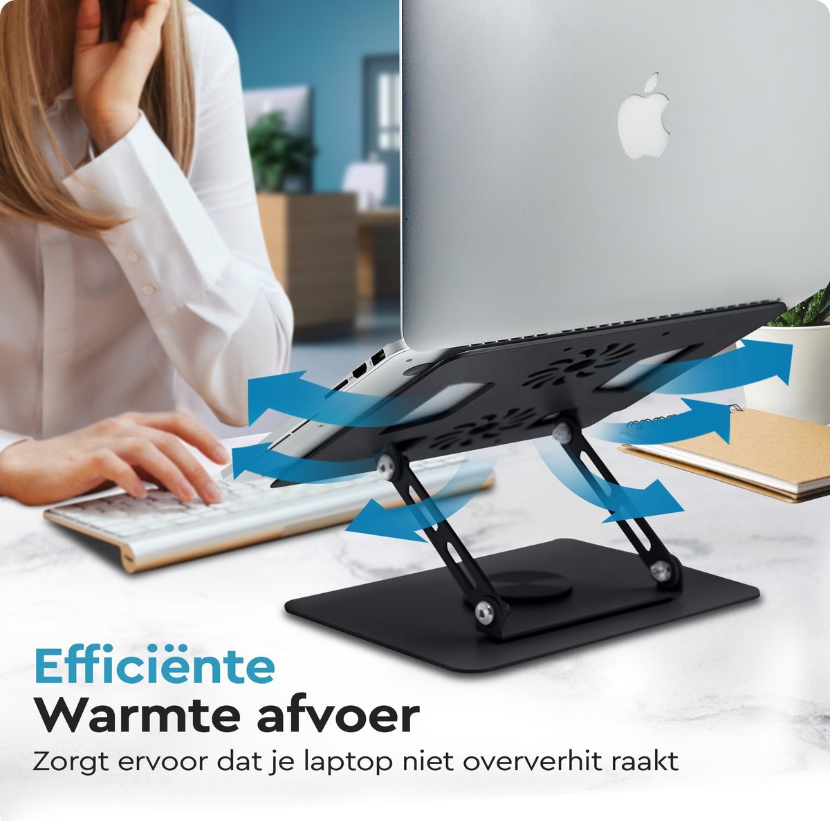 Verstelbare laptop standaard 360° draaibaar 180° kantelbaar, universeel 13-16 inch, ergonomisch, opvouwbaar, anti-slip - Afbeelding 5