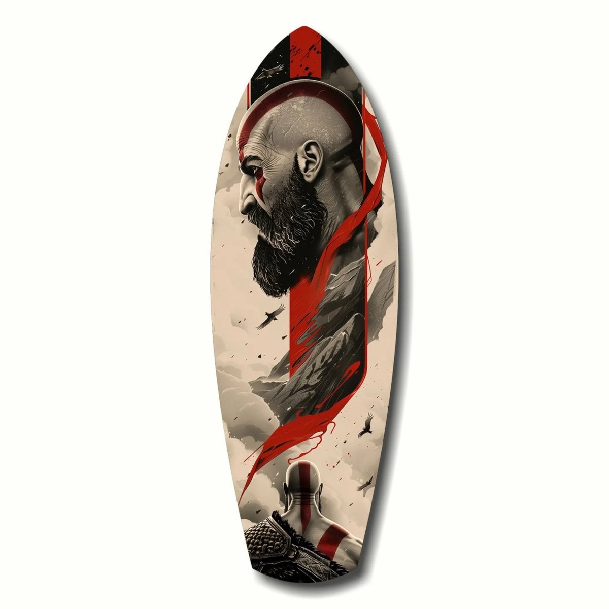 Insigne Art Glasschilderij in Surfplank Vorm – Kratos – 120x40 cm Kleurrijk