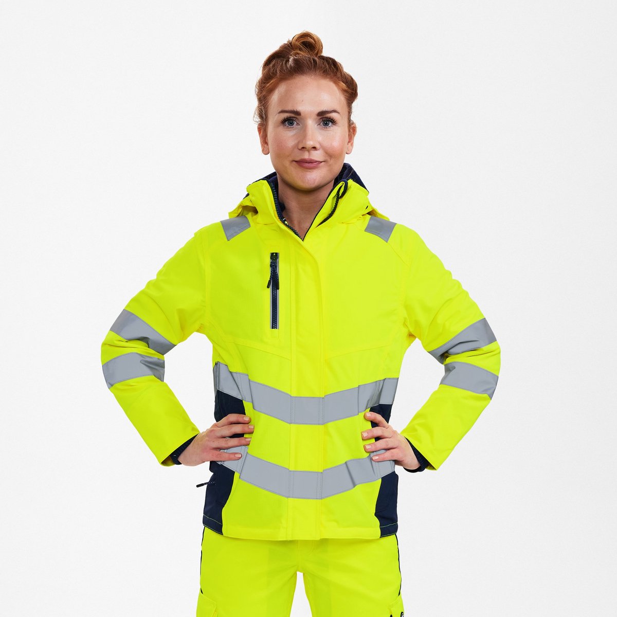 Engel Safety winterjack voor dames 1943-930 - Hi-vis Yellow / Blue Ink - 2XL