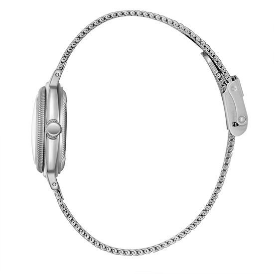 Lee Cooper 360 - Montre - Montre-bracelet - Analogique - Femme - Bracelet en acier milanais - Métal - Carré - Rond - Rayures - Argenté - Zwart - Wit