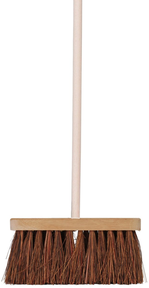 Talen Tools Straatbezem Natuurvezels - hout - 28 cm - buitenbezem - voor tegels - Steel hout van 130 cm - Harde ondergrond
