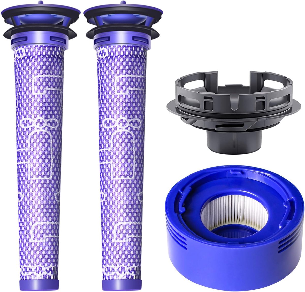 Geschikt voor 4-delige stofzuigerfilter vervangings- en motorkap upgradekit voor Dyson V7, V8, SV10 draadloze stofzuigers, 2 voorfilters, 1 nafilter, 1 motorkap achter