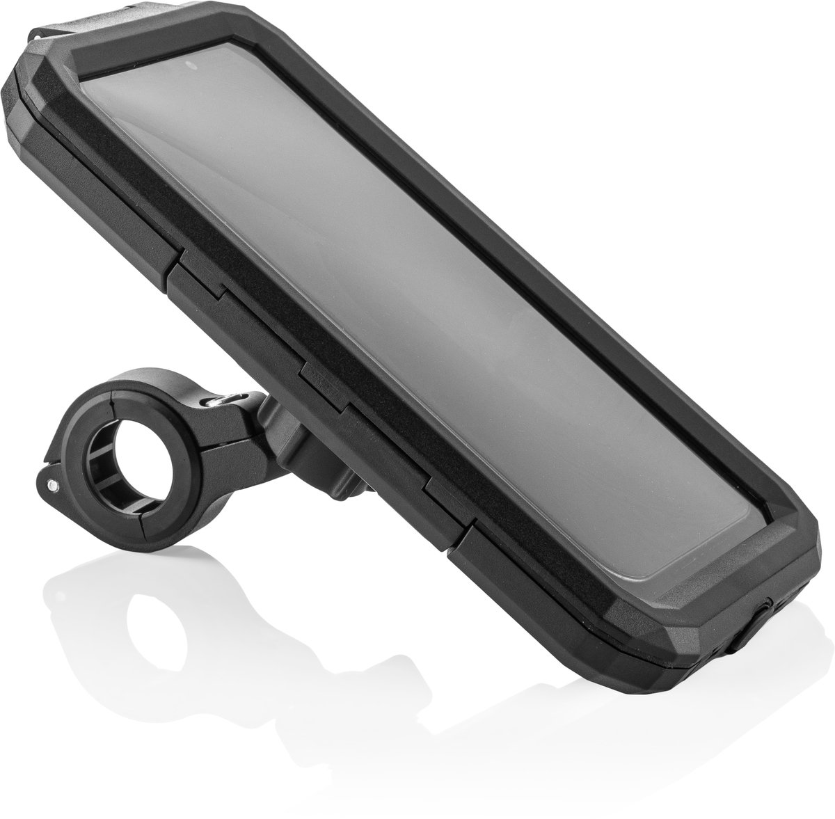 MOJOGEAR waterdichte telefooncase voor fiets & motor - Large - Geschikt voor Grote Smartphones tot 16.5 cm - Met Verstelbaar Balhoofd en Oplaadpoort - Kunststof - Zwart