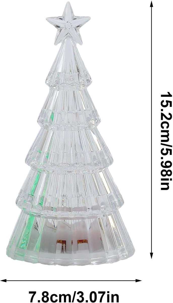 Nachtlampje - Bureaulamp - Nachtlampje kinderen - Kerstboom nachtlampjes - Acryl Nachtlampje Strepen & Sterren - Tafellamp Warm Licht - Compact & Sfeervol (10,5 × 10,5 × 5,5 cm) van Merkloos — afbeelding 5