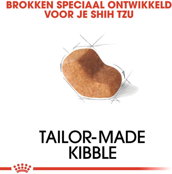 Speciaal ontwikkelde brokken voor Shih Tzu honden. Tailor-made kibble.