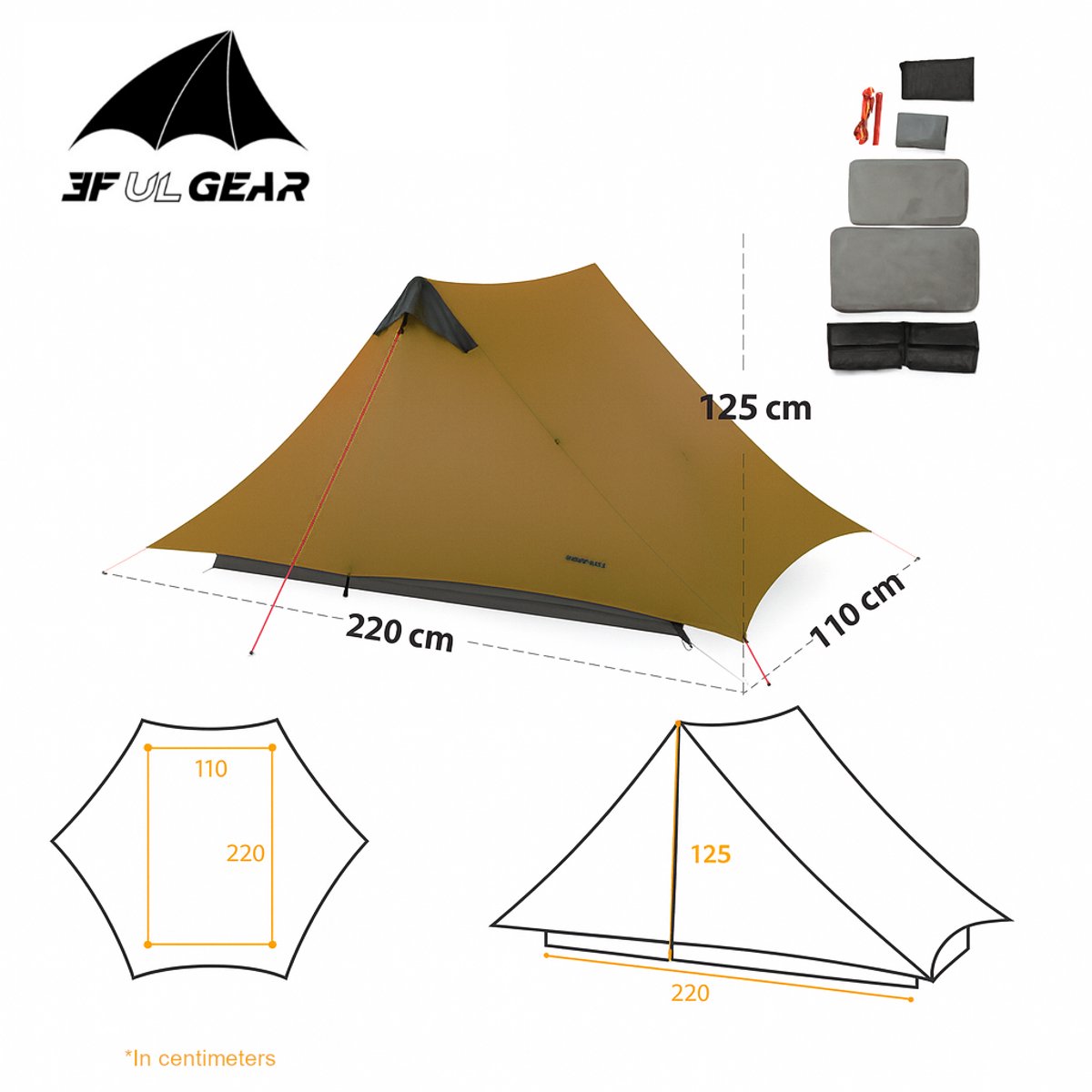 3F UL GEAR® Lanshan 2-persoons Tent - Ultra Lichtgewicht - 3 seizoenen trekking tent - Waterdicht - Kampeertent - Kamperen - Dubbeldaks trekkerstent - Hiking & Wandelen – foto 3