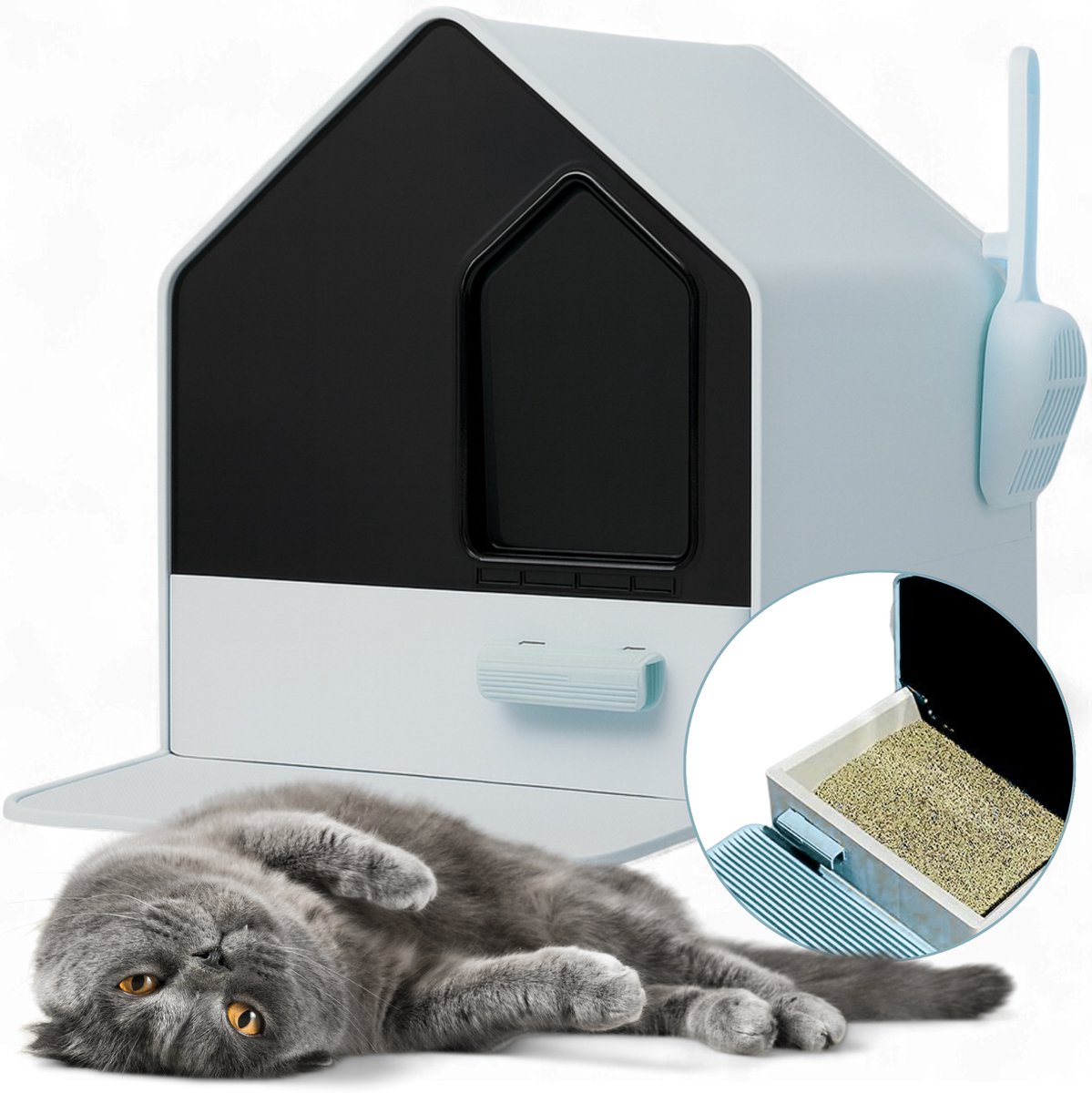 High Aspect – Chique Kattenbak inclusief kattenbakmat – 46*41*46cm – Gratis Kattenbak schepje