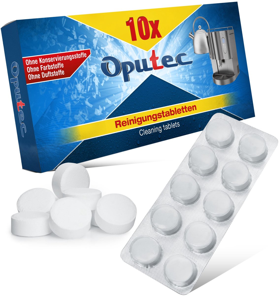 Oputec 40 stuks reinigingstabletten – koffiemachine & espressomachine reiniger tabs 2g – geschikt voor Jura, Siemens, Philips en meer