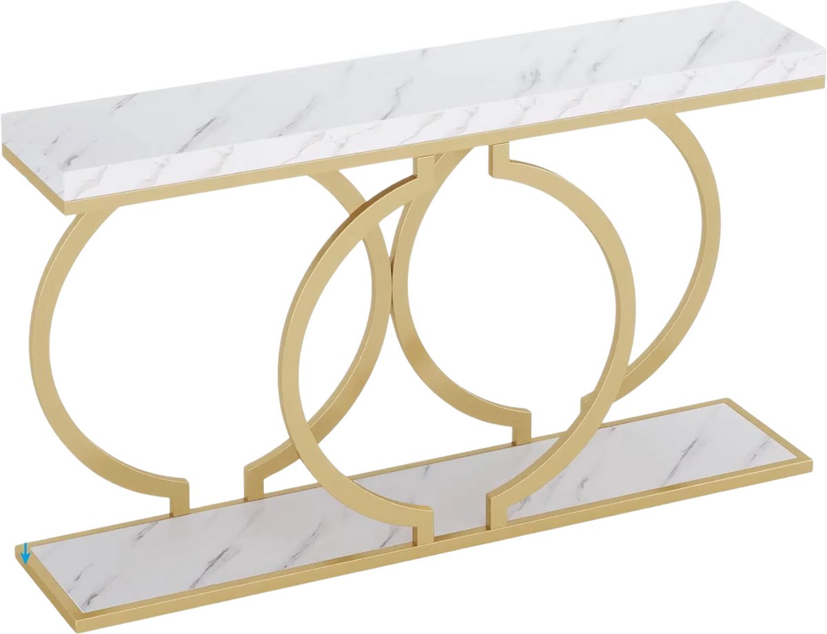Happiq Consoletafel Giggs - Haltafel - 140cm - Wandtafel - Gang of woonkamer - Wit Goud