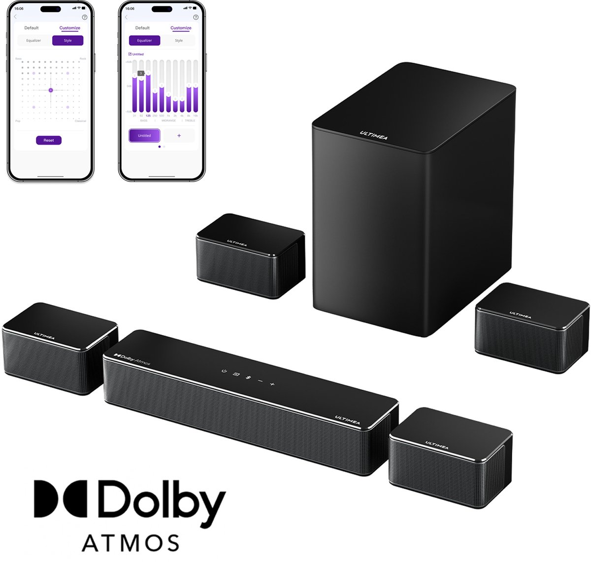 ULTIMEA Poseidon D80 Boom – 7.1 Dolby Atmos TV Soundbar, 500W, 6,5" subwoofer, app-bediening, home cinema-systeem - ULTIMEA - €269,99