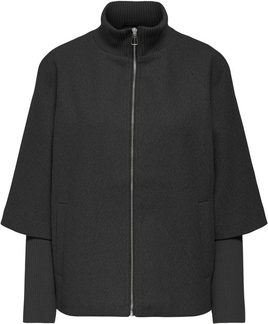 Jacqueline de Yong Jas Jdymemory Life Rib Short Jacket Otw 15353907 Dark Grey Melange Dames Maat - XL