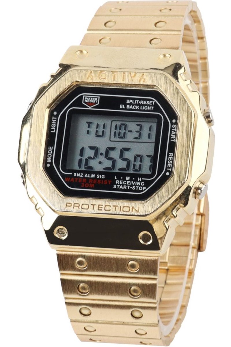 Activa x Invicta Digital ACWM424-002 Heren Horloge - Waterdicht - Digitaal - Quartz Uurwerk - met zwarte Wijzerplaat - 44mm