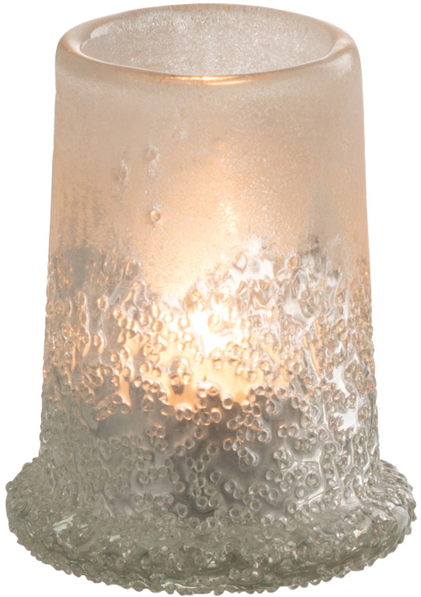J-Line theelichthouder Suiker - glas - wit - small
