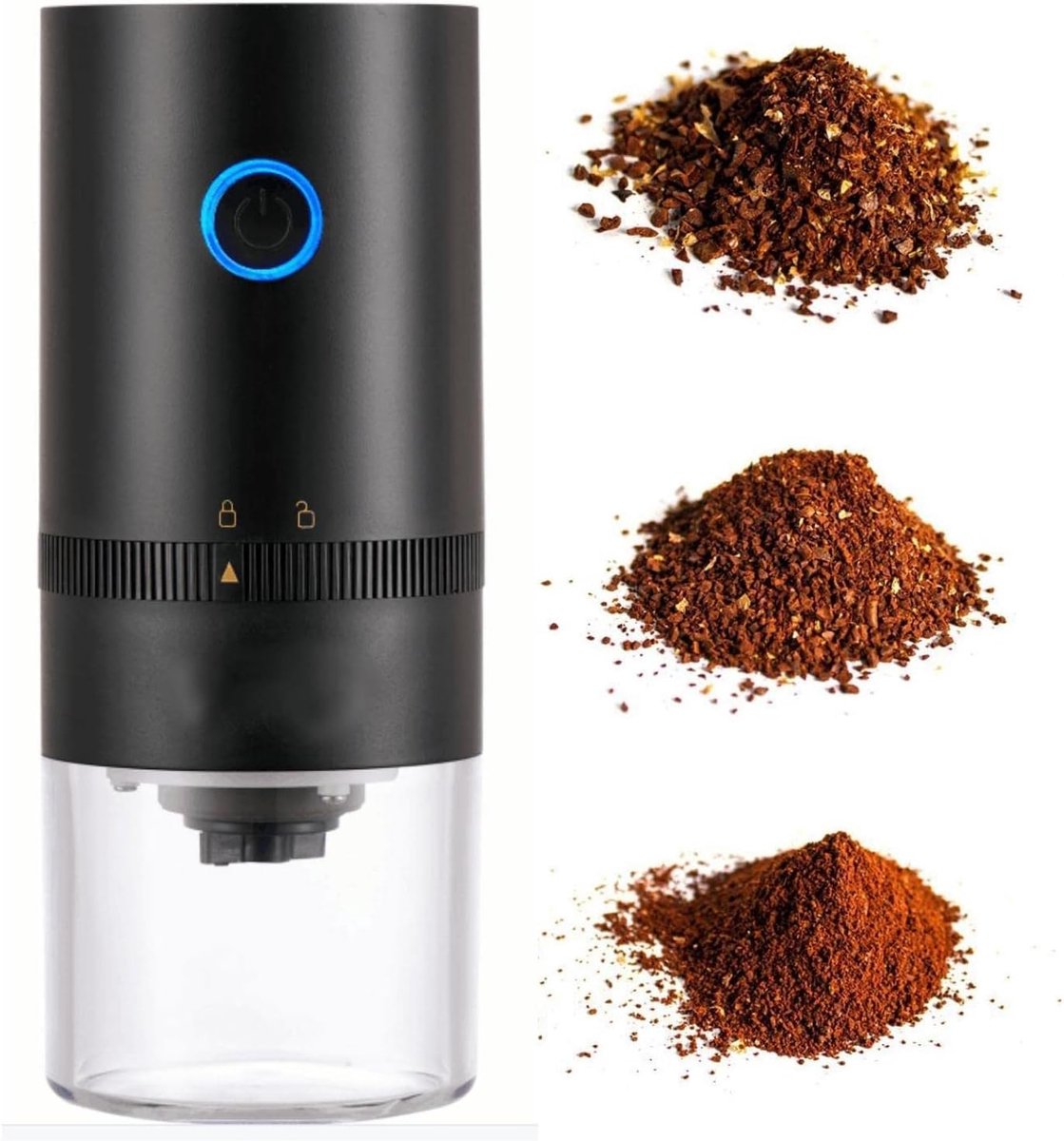 Koffiemolens - Draagbare Elektrische Koffiemolen - 3 Maalinstellingen (Fijn/Medium/Grof) - USB-C Oplaadbaar - Zwart