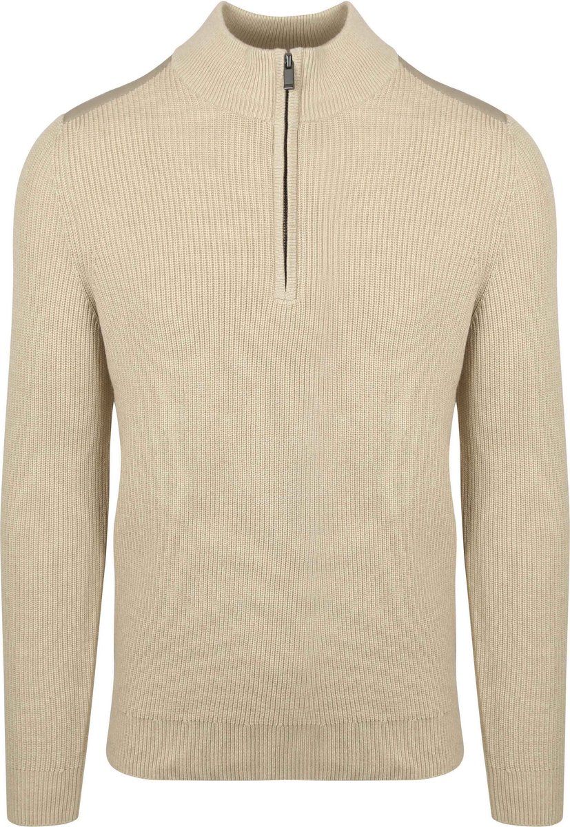 Suitable Half Zip Trui Patch Ecru - Maat S - Heren - Quarter zip - Schipperstrui met rits - Volwassen mannen
