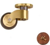 Zwenkwiel (rubberen wiel met platte onderkant), meubelwiel van messing, zwenkwiel, geruisloos rollend, geschikt voor meubels, piano, bank en apparatuur