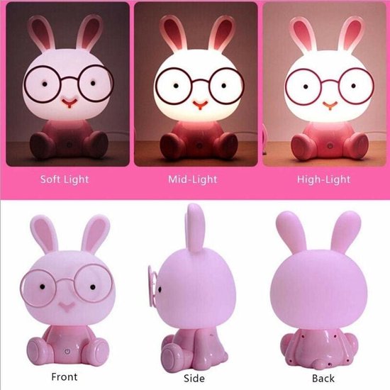 LED Bunny Nachtlampje Theelichtjes voor Kinderen Oogbescherming Noodverlichting Aanraakdecoratie Slaapkamer Nachtkastje Sfeerverlichting, Roze 23cm van Glinrui — afbeelding 4