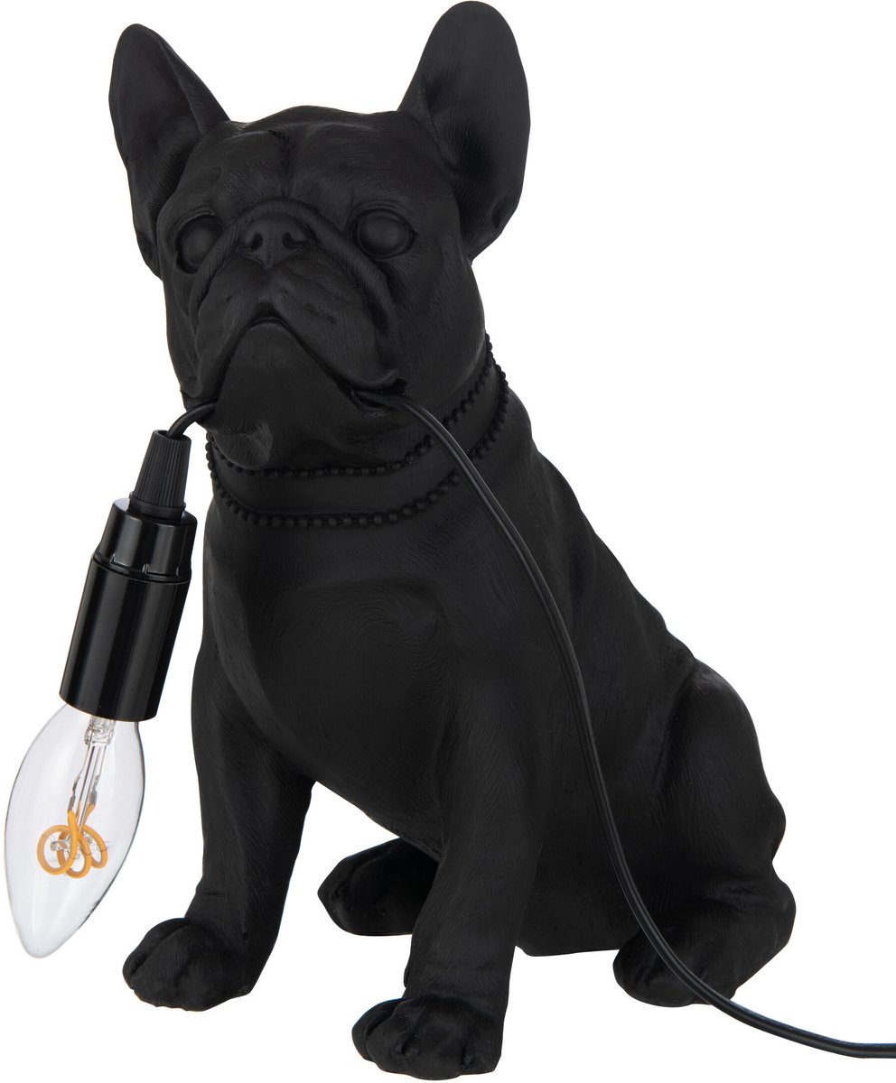 J-Line tafellamp Bulldog - polyresin - zwart