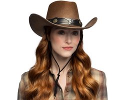 Boland - Hoed cowboy Wyatt bruin Bruin - 59 - Volwassenen - Unisex - Festival - Wild west - Western