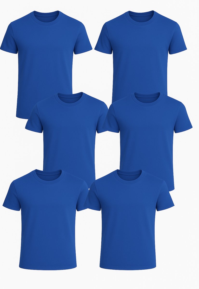 T-Shirts 6-Pack – Comfortabel & Ademend - Koningsblauw - S