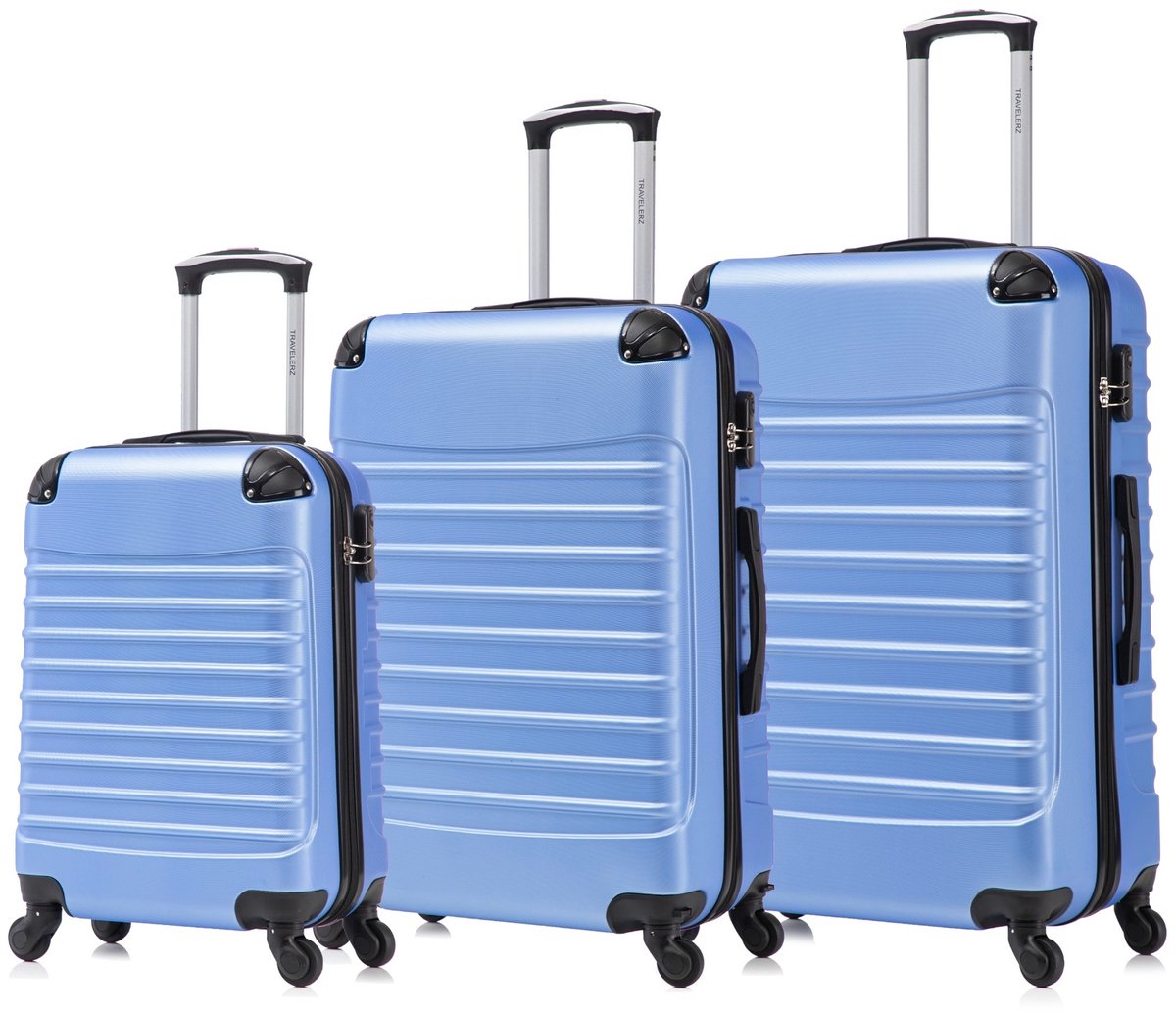 Travelerz Rome Kofferset 3-Delig – Handbagage 39L + Large 69L + Extra Large 95L – Lichtgewicht ABS – Spinner Wielen – Lilac – Met Cijferslot