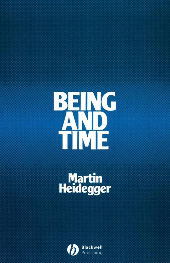Livre 'Being and Time' par Martin Heidegger, fond bleu.
