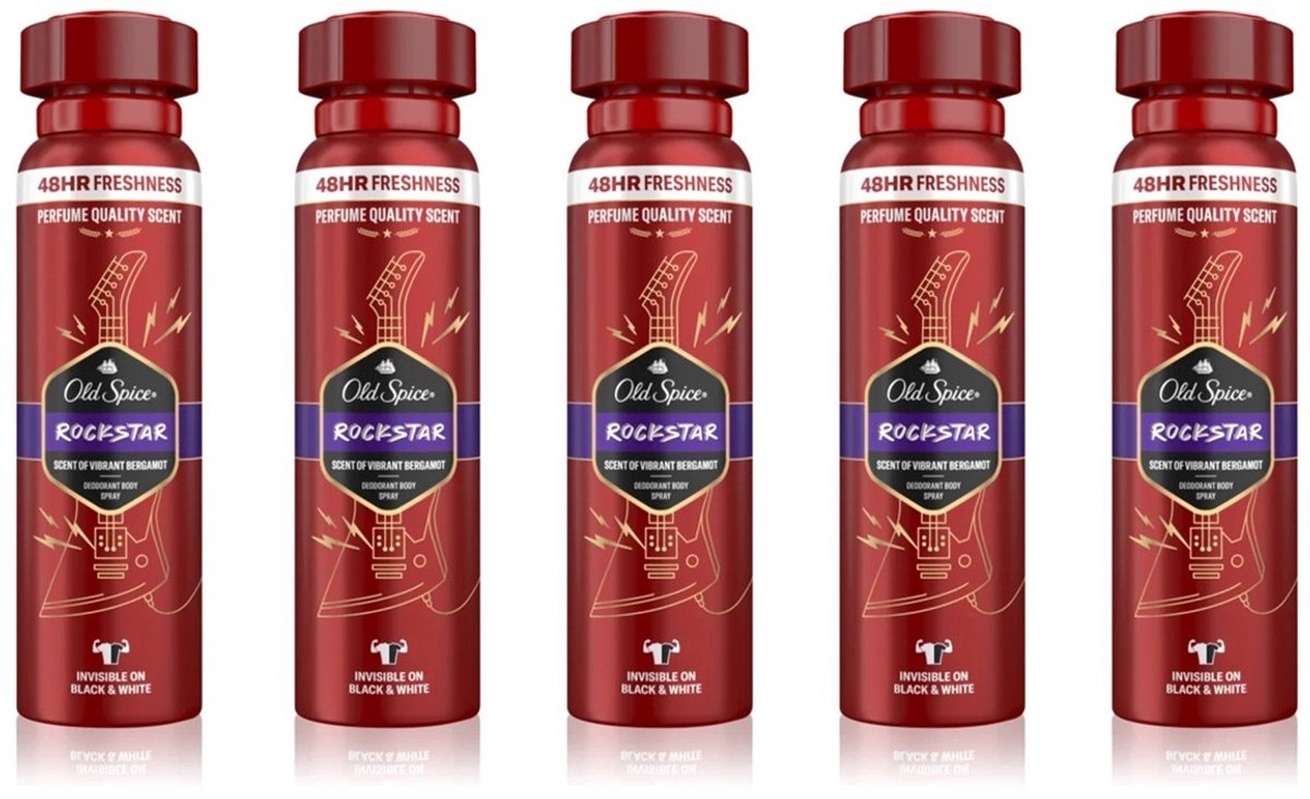 Old Spice Deo Spray Rockstar - Voordeelverpakking 5 x 150 ml