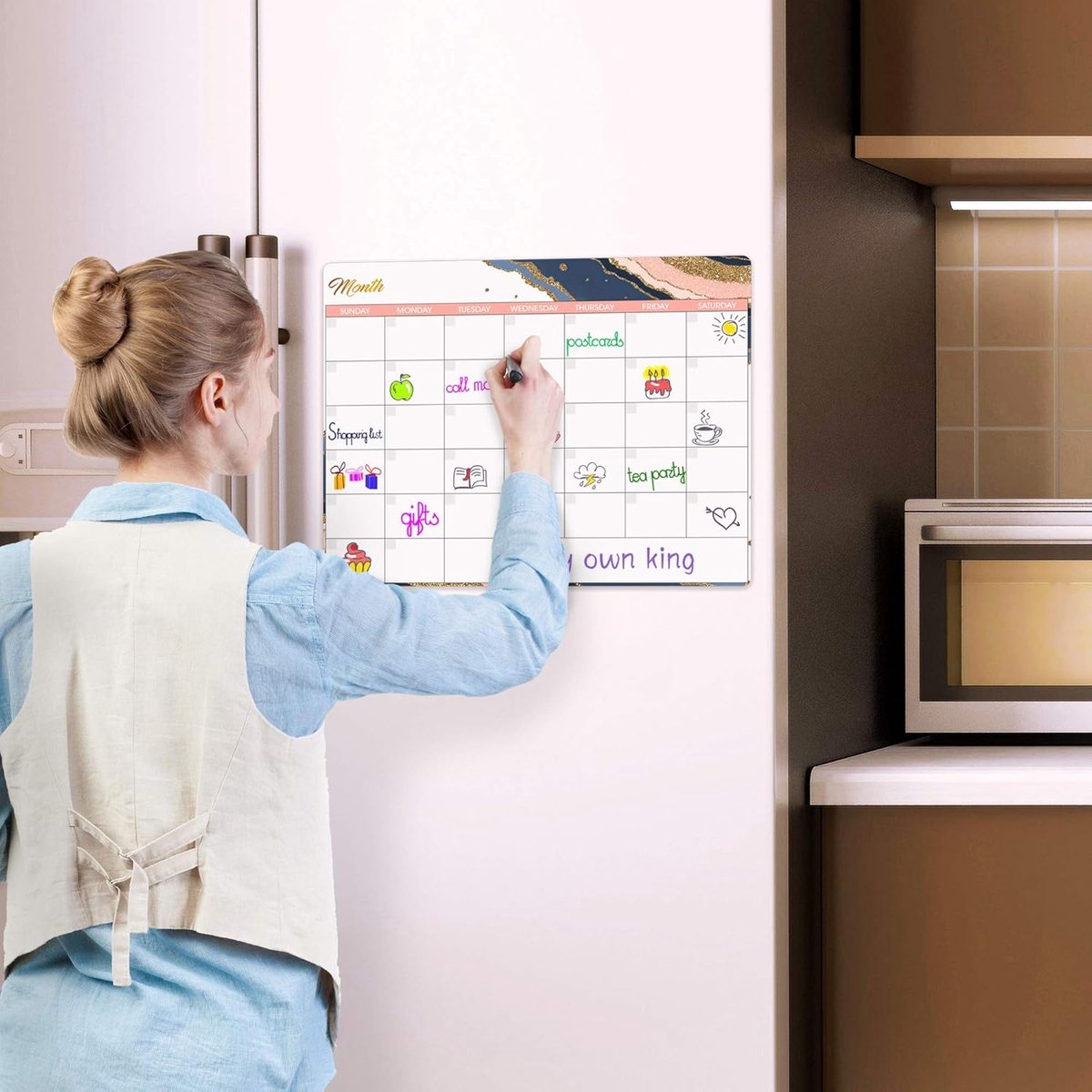 Weekplanner - Magnetische Planner - Magnetische Maandplanner - Whiteboard Magnetische Koelkastkalender - Whiteboard Magnetische Kalender voor op de koelkast, muur, keukendecoratie of boodschappenlijstje — cadeau in Kalenders & Planners - foto 2