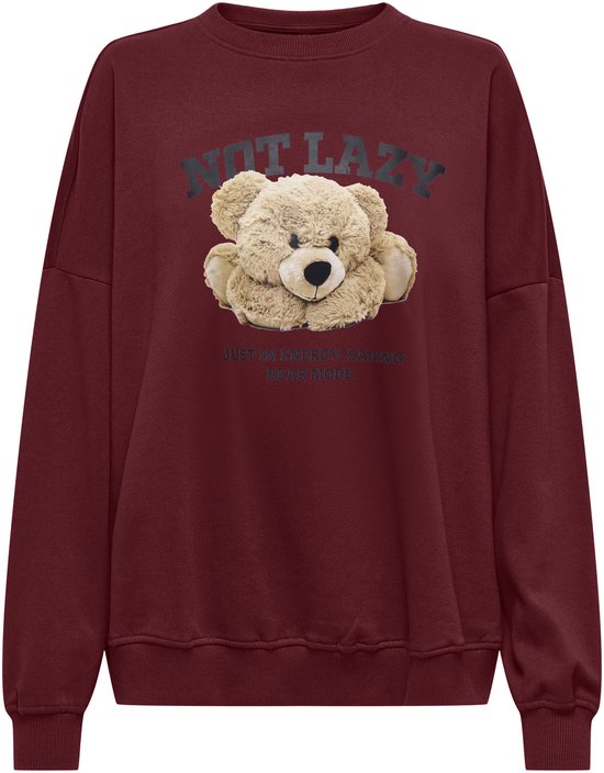 Only Trui Onlbila L/s Bear O-neck Swt 15356052 Cabernet/lazy Dames Maat - M