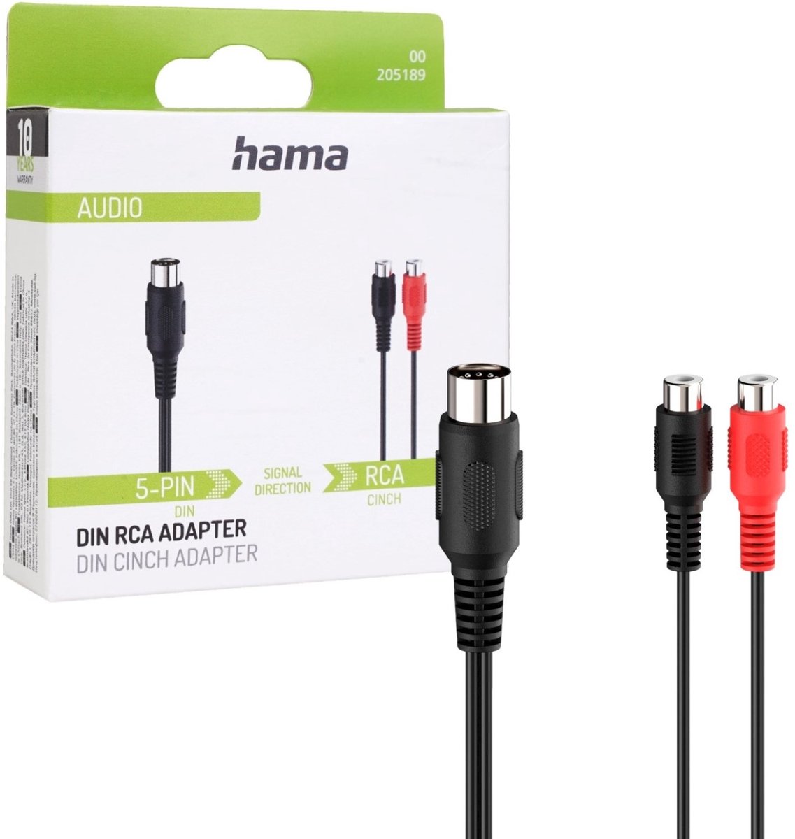 Hama Audio-adapter 2 Cinch-koppelingen - 5-pol. DIN-stekker
